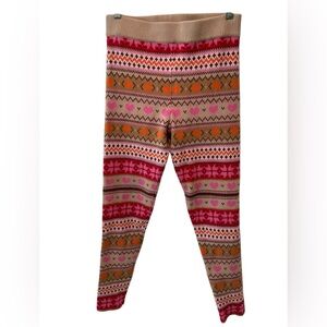 Hello Kitty & Friends Forever 21 Womens Knit Leggings Red Pink Tan Hearts Med